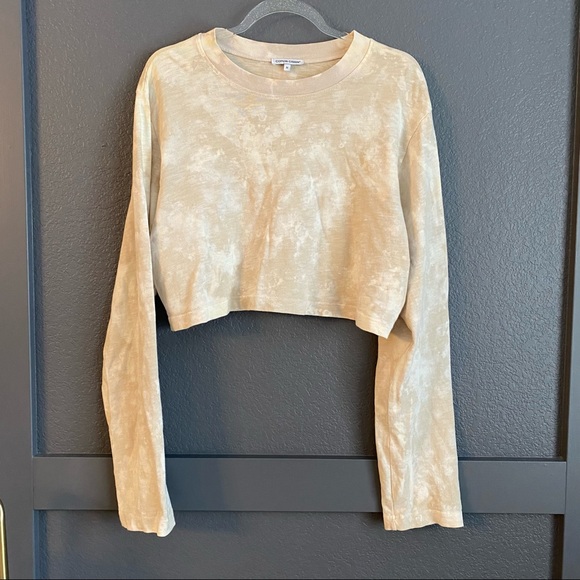 Cotton Citizen Tops - Cotton Citizen tan tie dye cropped long sleeve top Medium